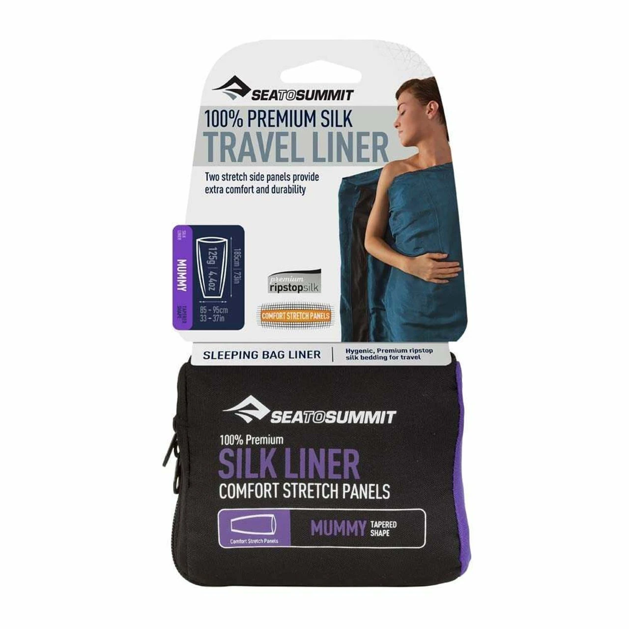 Sea To Summit Silk Stretch Panel Liner - Mummy 2 Sea To Summit Silk Stretch Panel Liner - Mummy